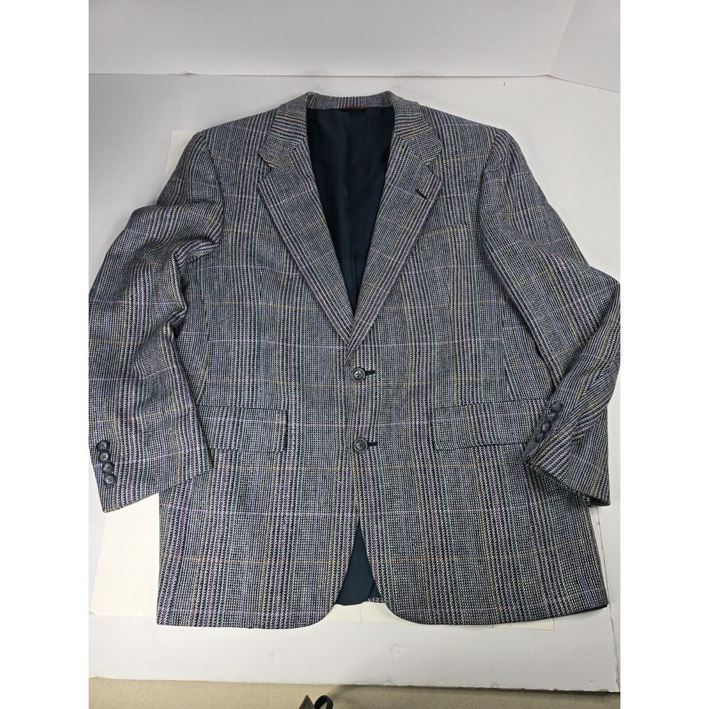 HART SCHAFFNER MARX Multicolored‎ 100% Silk Single BreastedBlazer Jacket 42